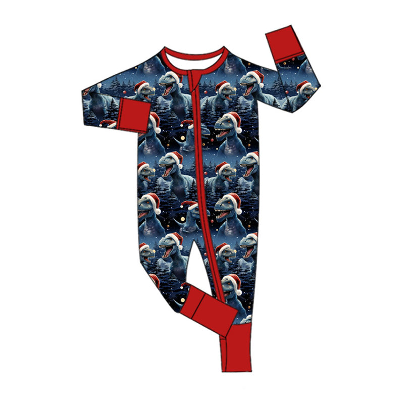 toddle baby Christmas print long sleeve zip romper