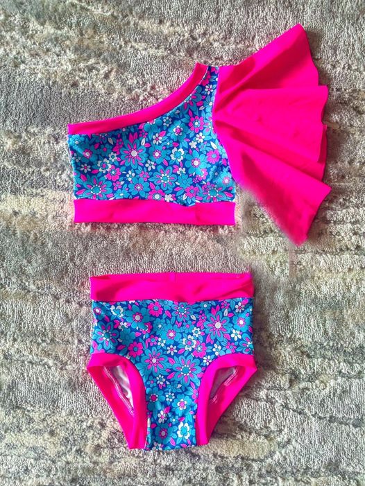 baby girls hot pink two piece bathing suit