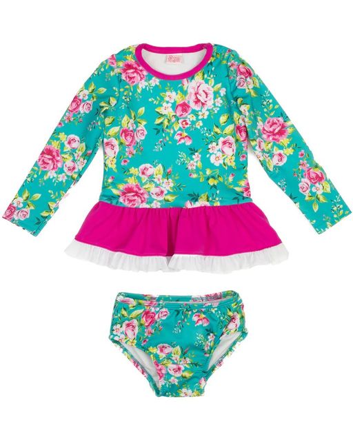 blue floral two pieces summer swimwear