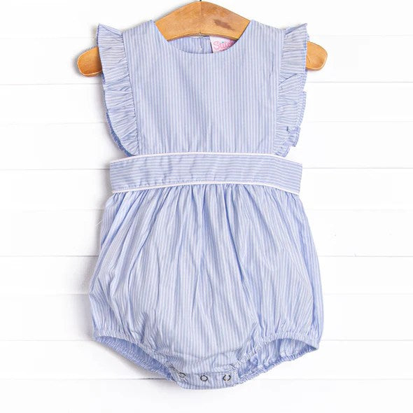 infant baby girls blue stripes romper