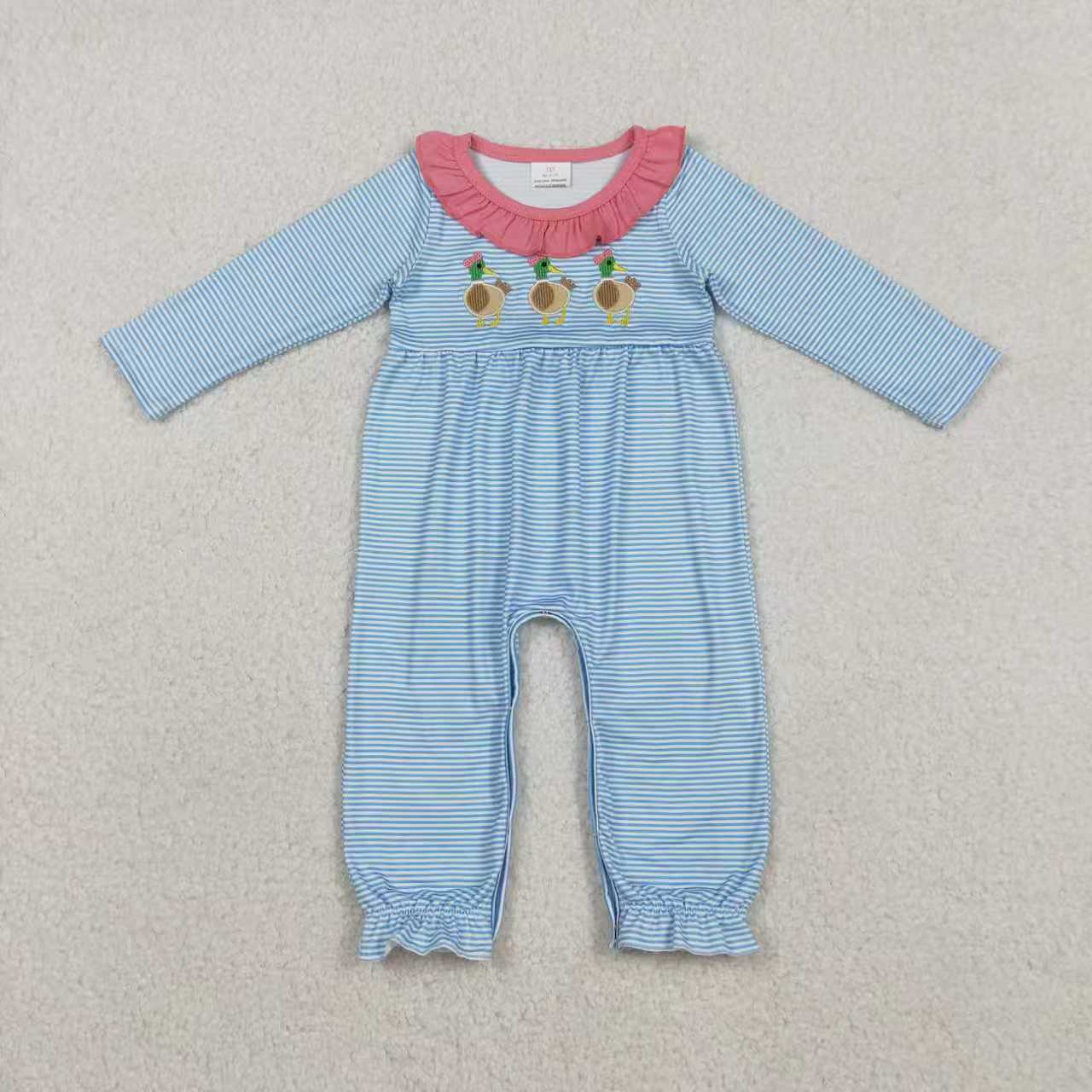 Embroidery Mallard duck girls long sleeve outfit