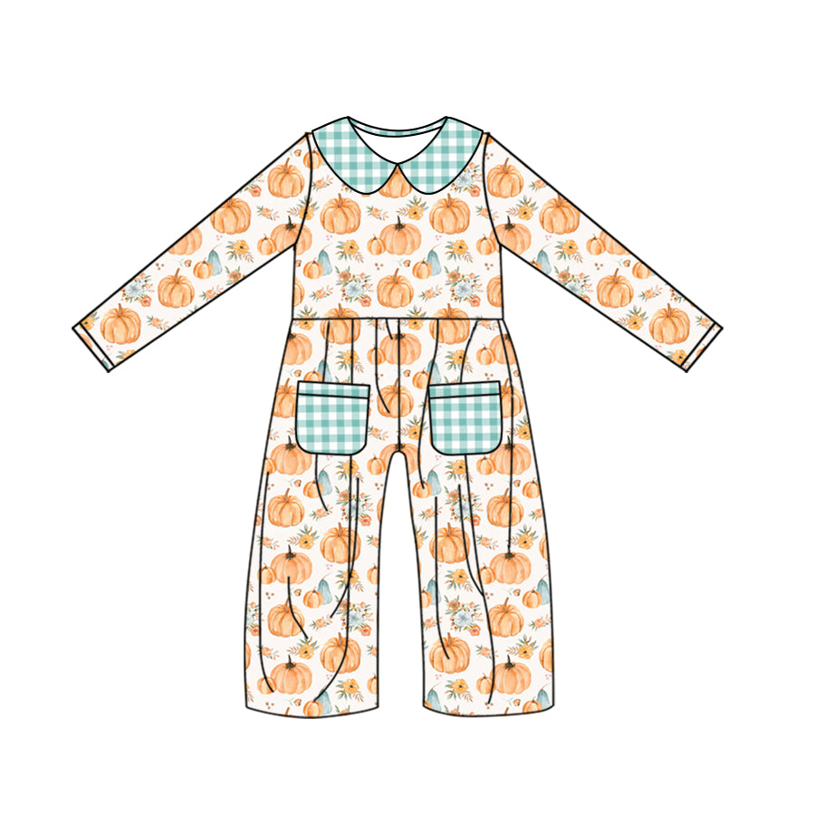 baby girls wholesale fall pumpkin jumpsuit