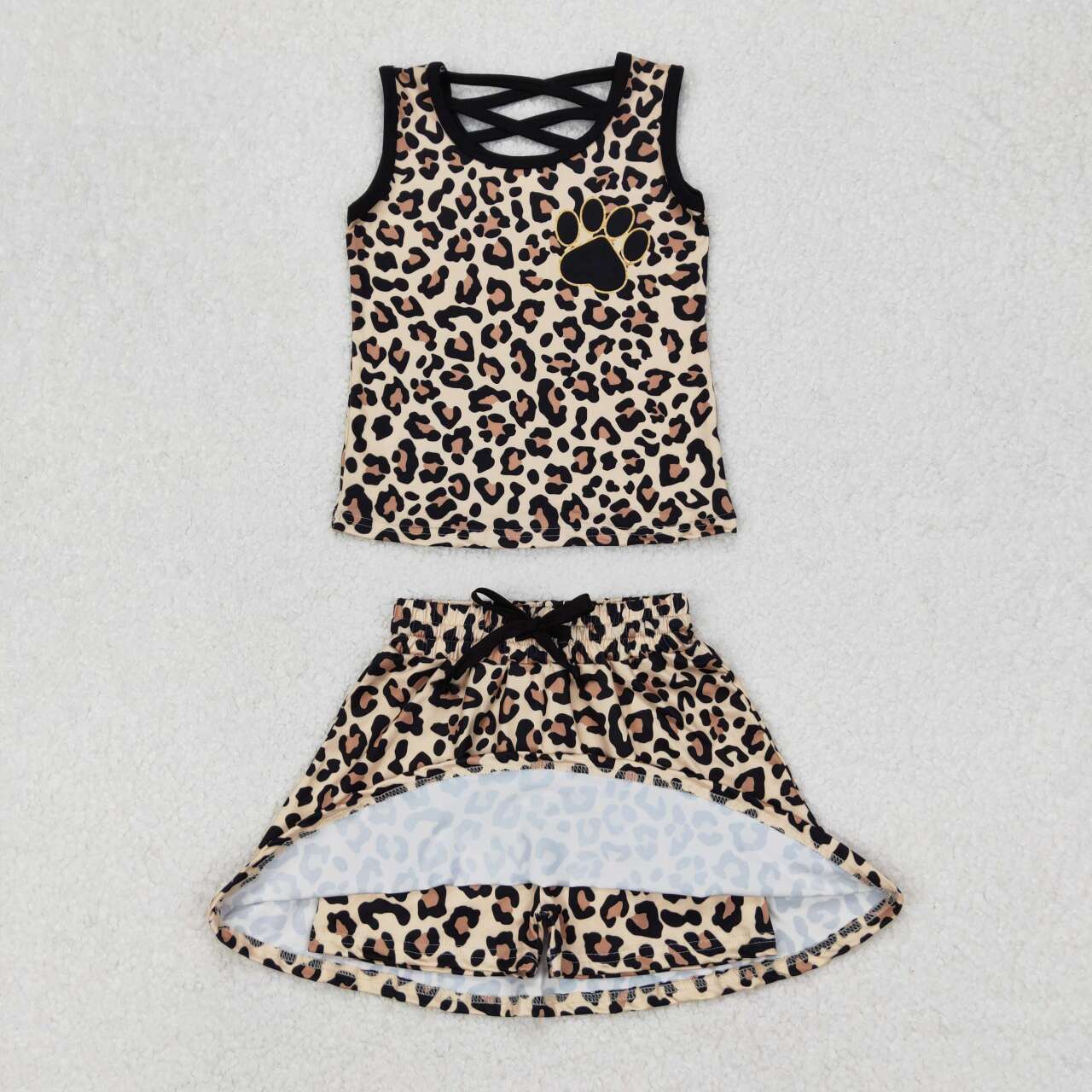 Toddle baby girl cheetah top matching skirt outfit