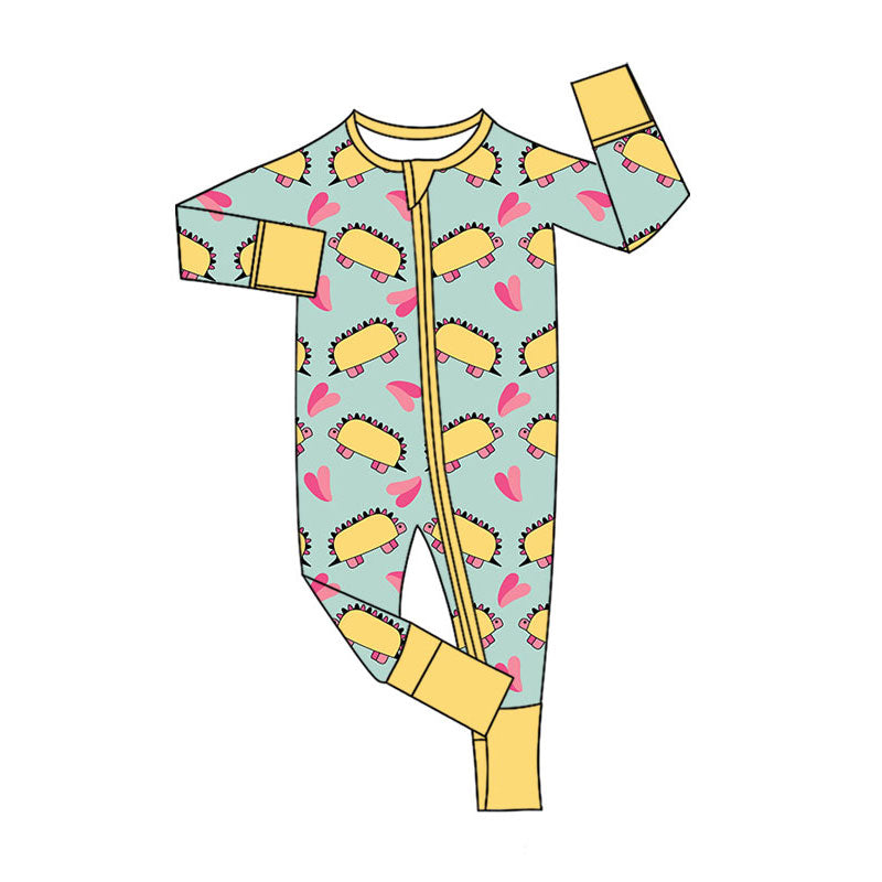 Dinosaur design kids long sleeve boutique romper
