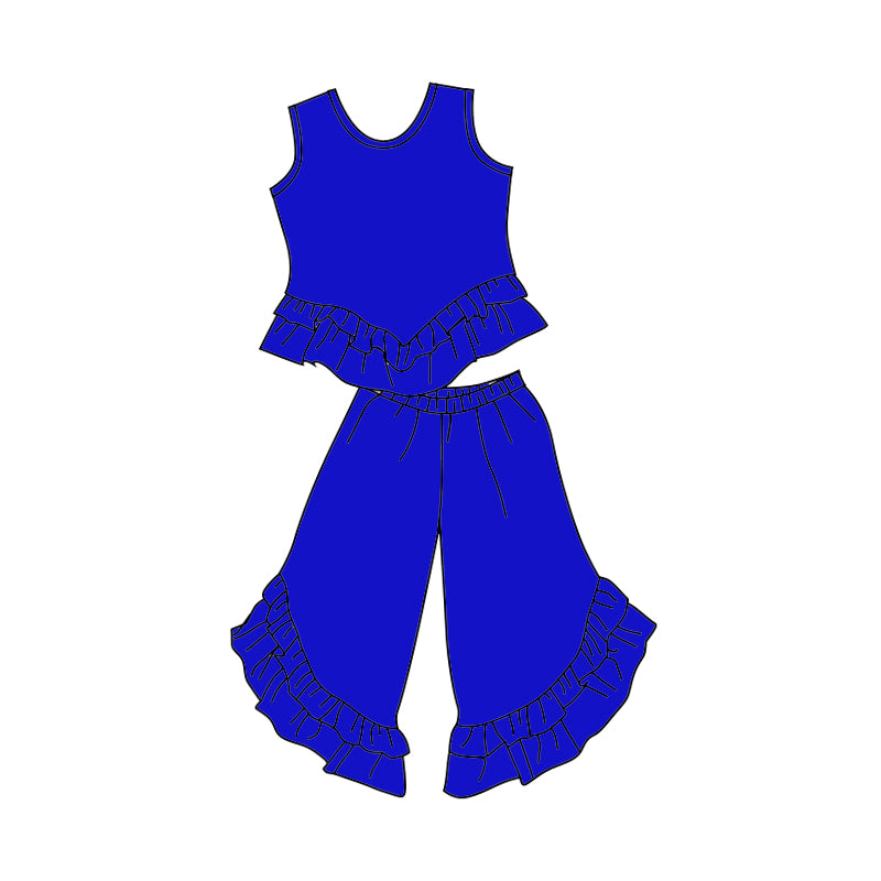 solid cotton navy boutique clothing set