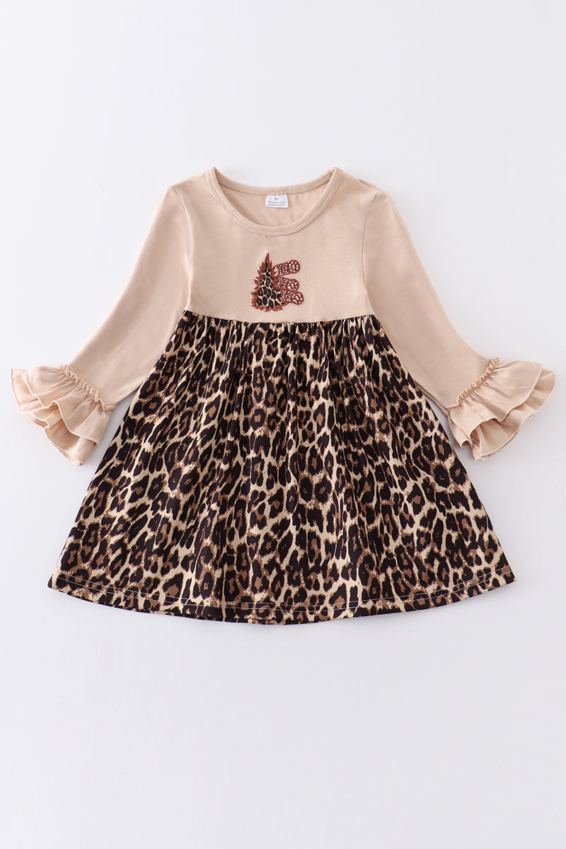 Christmas cheetah tree hohoho fall winter wholesale dress