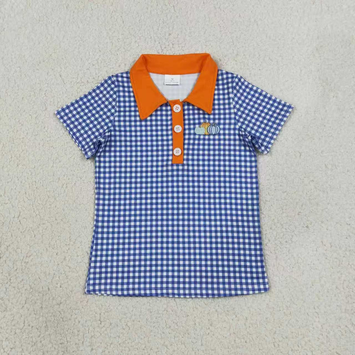 Thanksgiving embroidery turkey print boys short sleeve pullover shirt