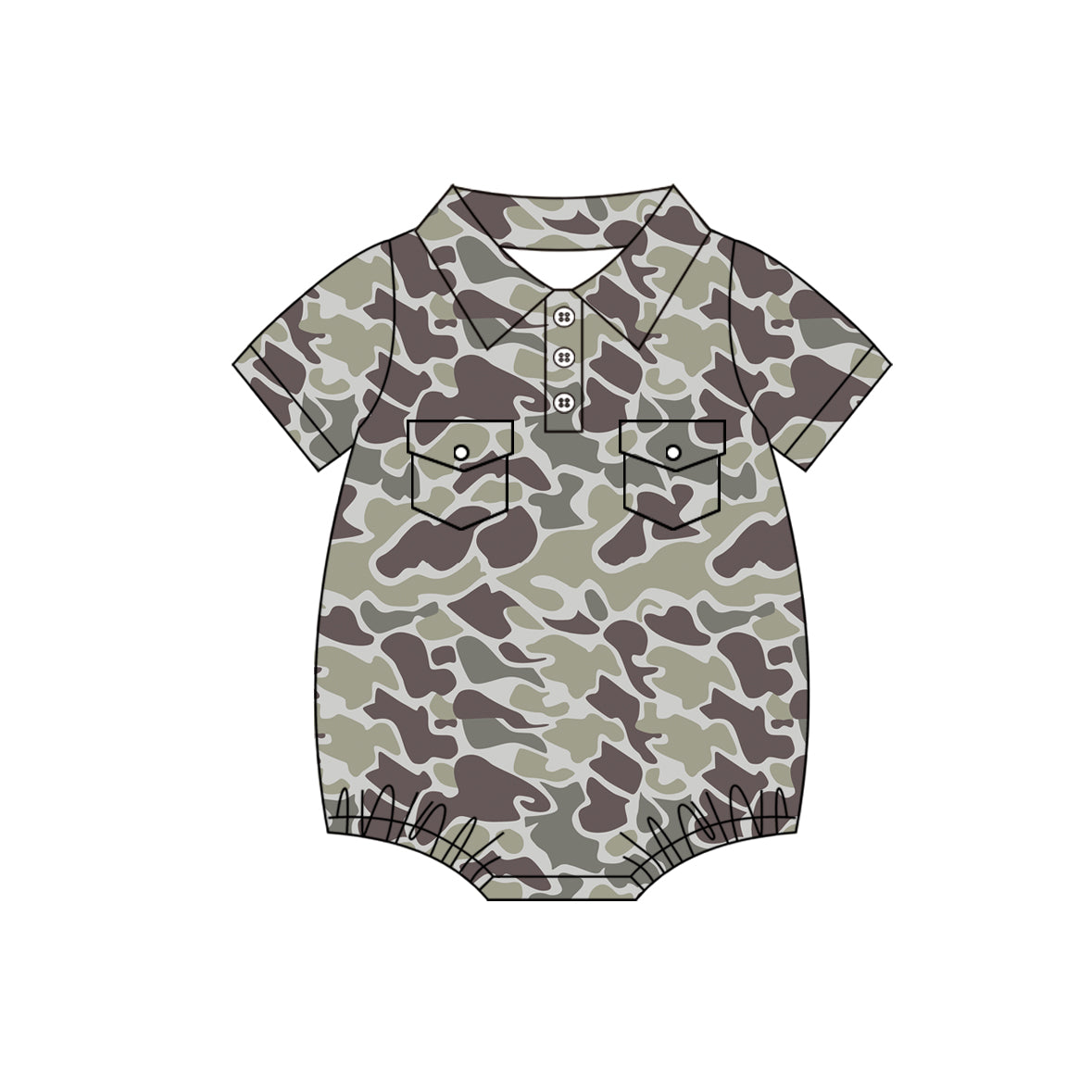 Toddle baby boy camouflage two pockets short sleeve tshirt romper