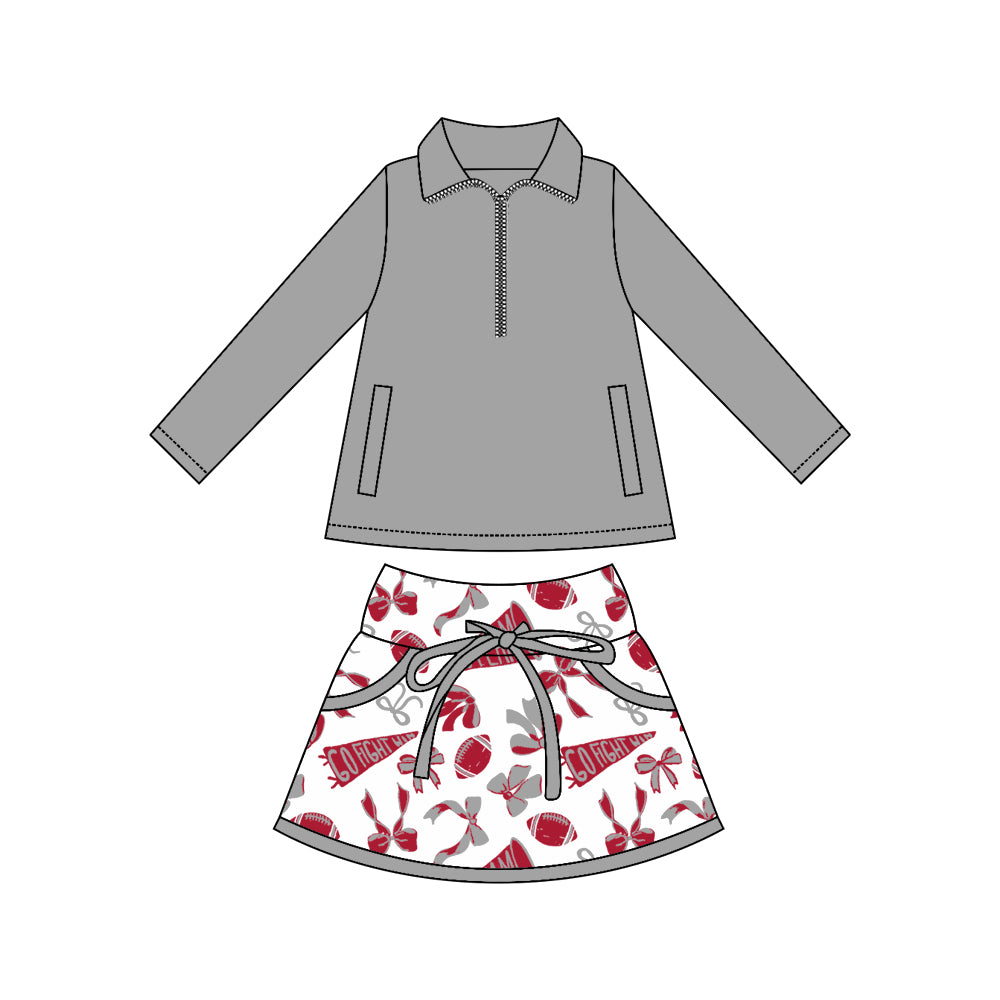 wholesale kids clothes custom grey team active wear design skirt matching outfit