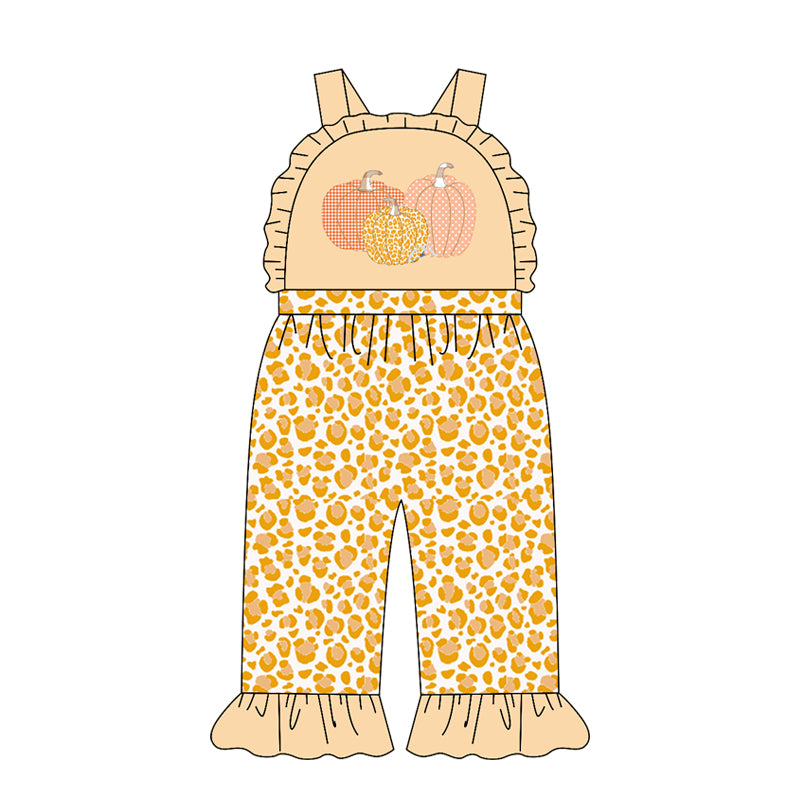 toddle girls fall pumpkin design jumpsuit wholesale factory price