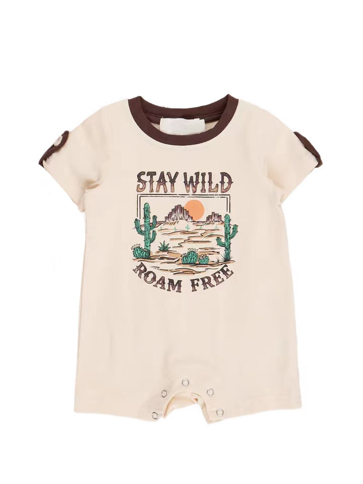 cowboy stay wild short sleeve romper