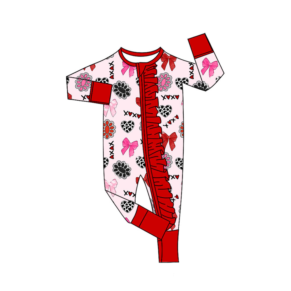 toddle baby Valentines day long sleeve zip romper