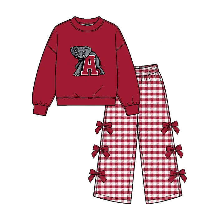 Baby girl custom team cheer design long sleeve top pants set