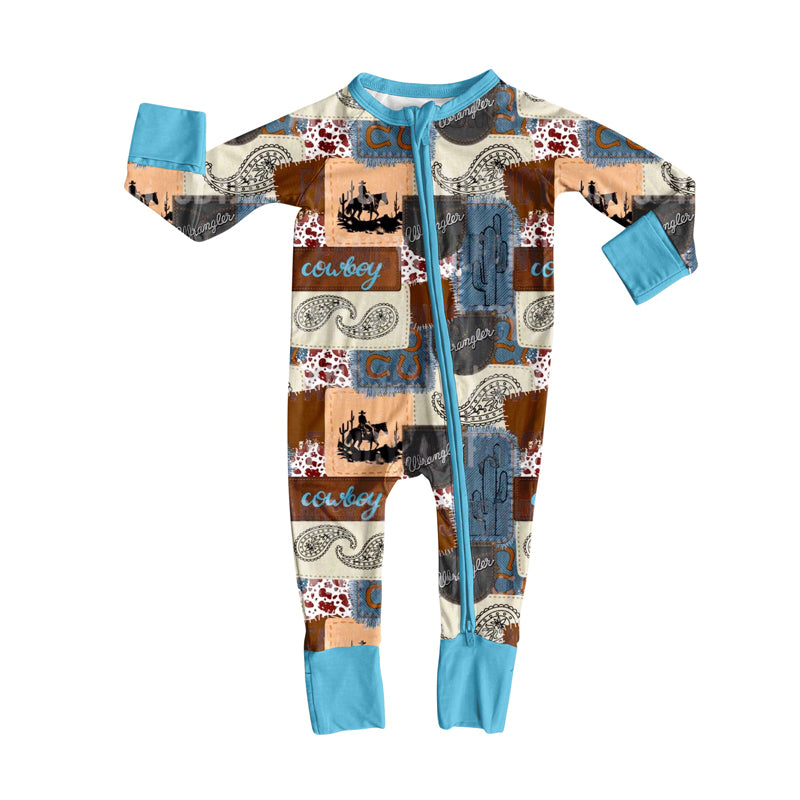 toddle baby western howdy long sleeve zip romper