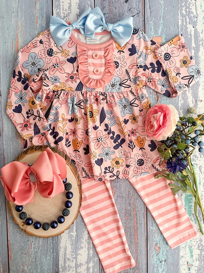 Toddle baby girls spring floral boutique outfit