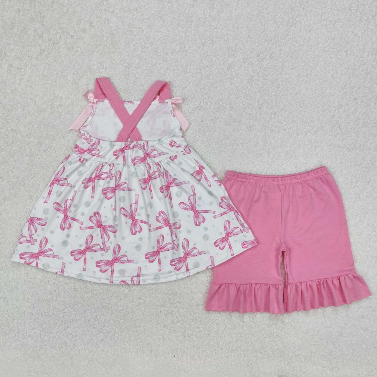 Toddle baby girls pink bow summer outfit