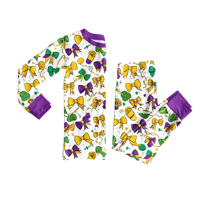 Mardi Gras kids long sleeve pajama set wholesal factory price