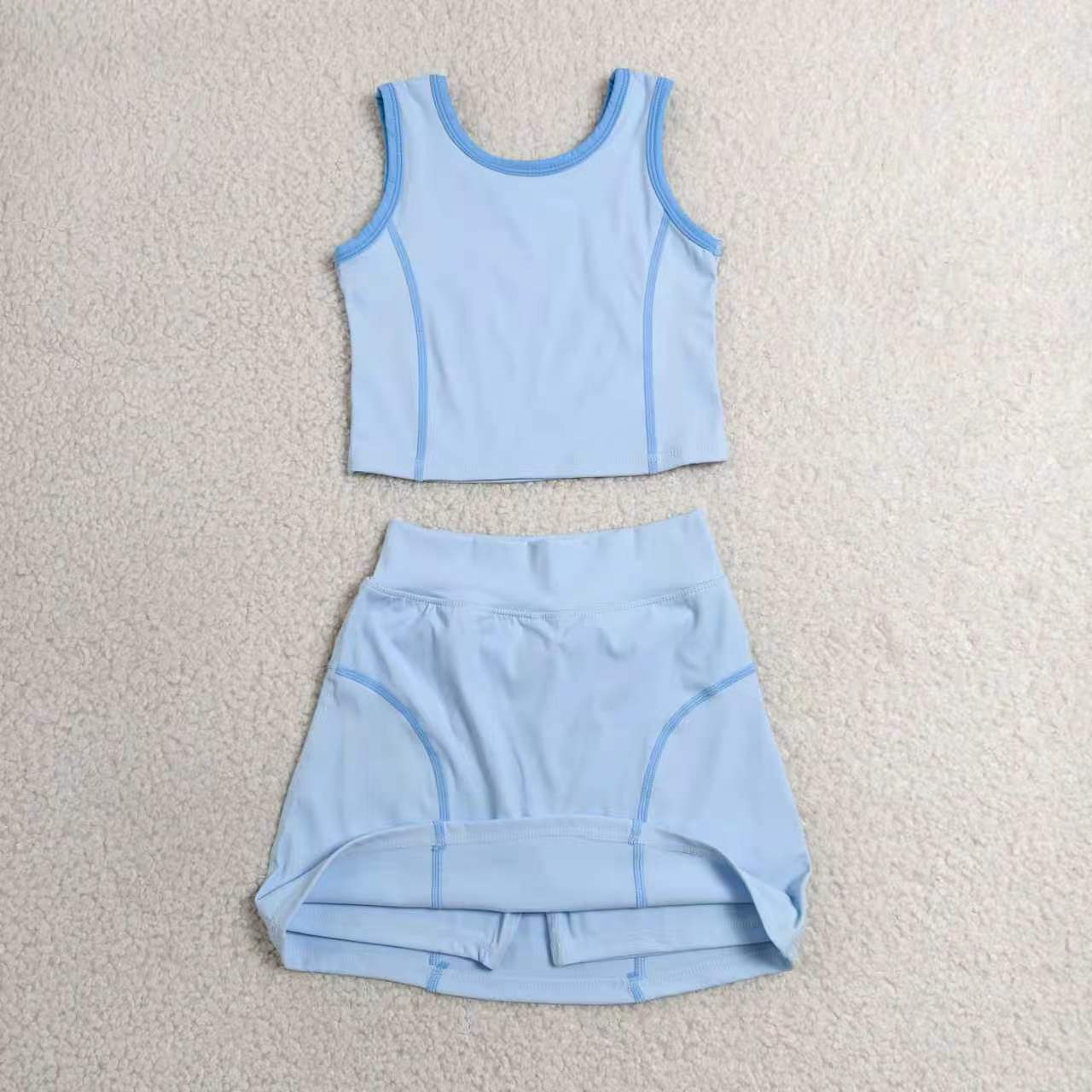 Pink yoga top matching skorts girls summer outfit