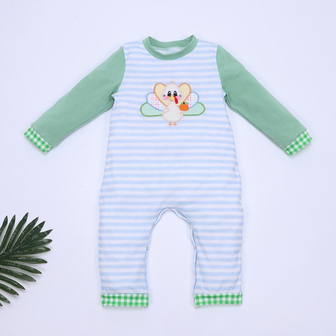 baby boy thanksgiving turkey long sleeve romper