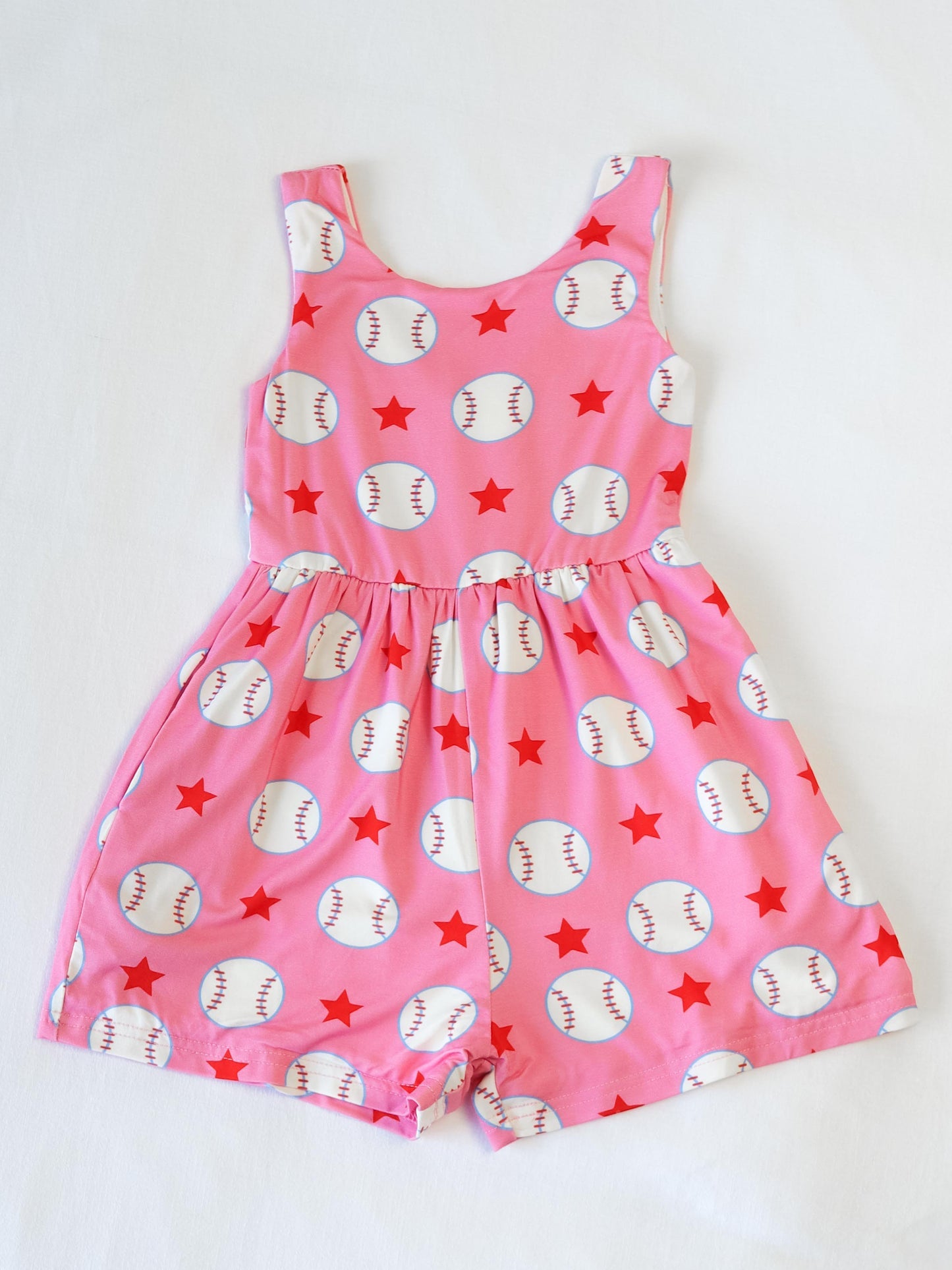 toddle girls baseball design summer jumpsuit
