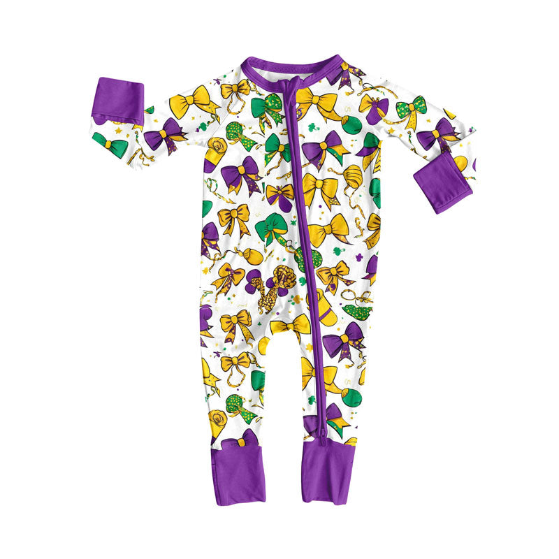 Mardi Gras toddle baby long sleeve romper