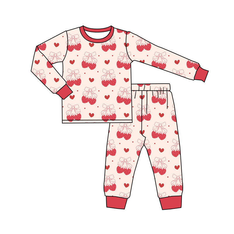 Strawberry design kids pajama set wholesal factory price