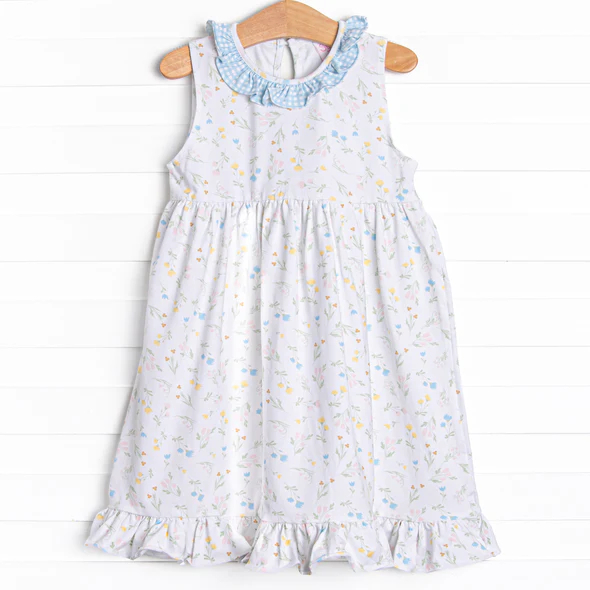 infant baby girls blue floral dress