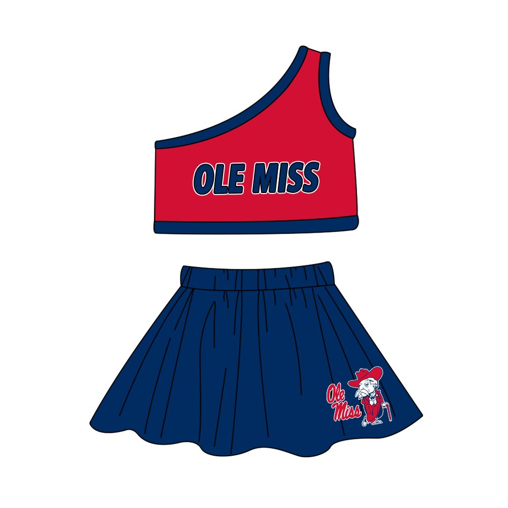 wholesale baby girls colleague team cheer skirt 2pcs clothes
