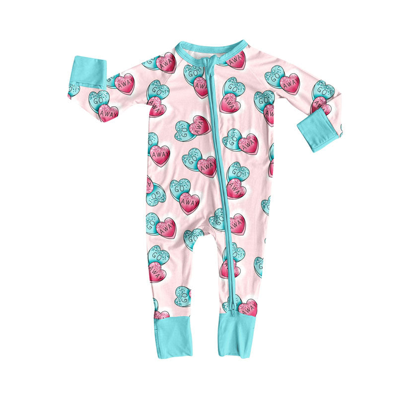 toddle baby Valentines day long sleeve zip romper