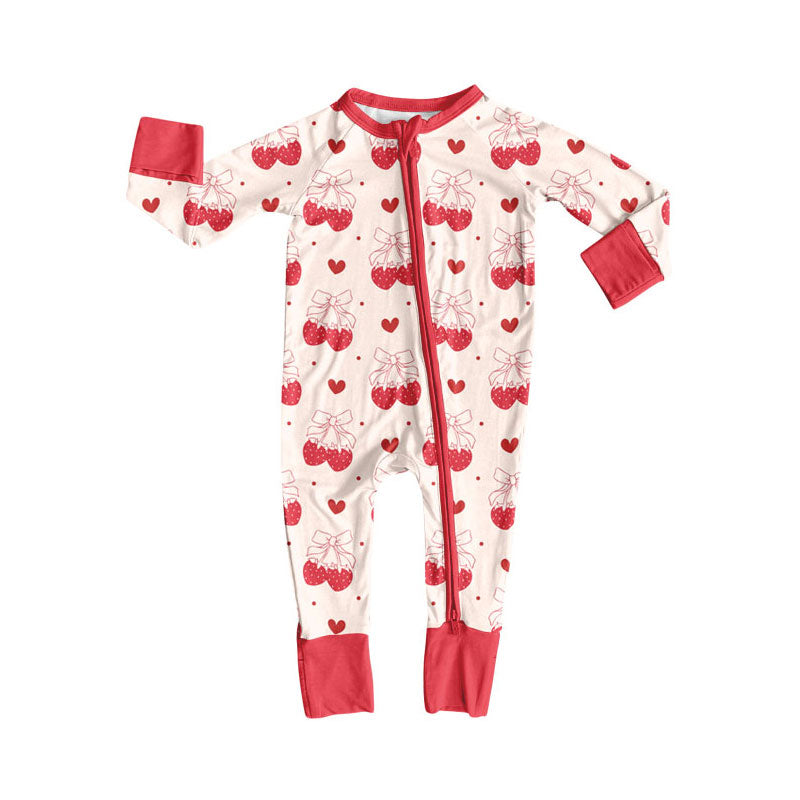 Toddle baby Strawberry design long sleeve romper wholesale factory price