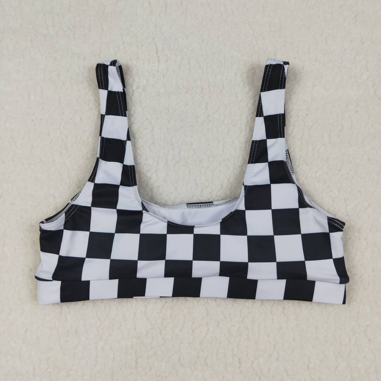 Adult women black checkered swim top
