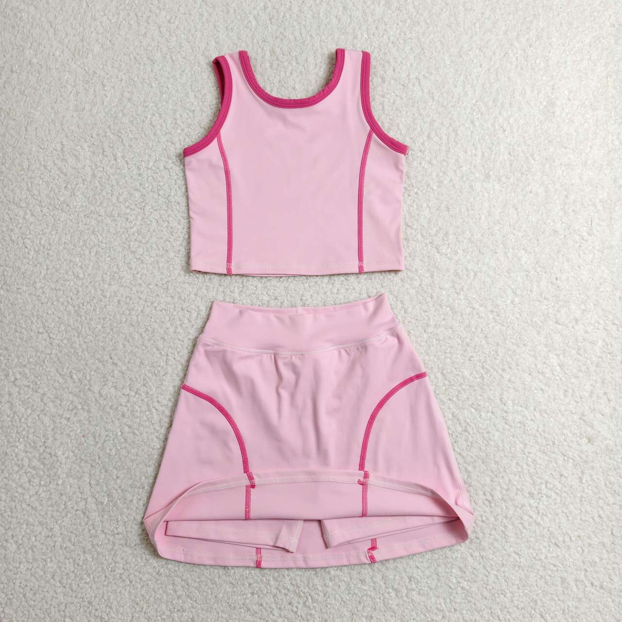 Pink yoga top matching skorts girls summer outfit