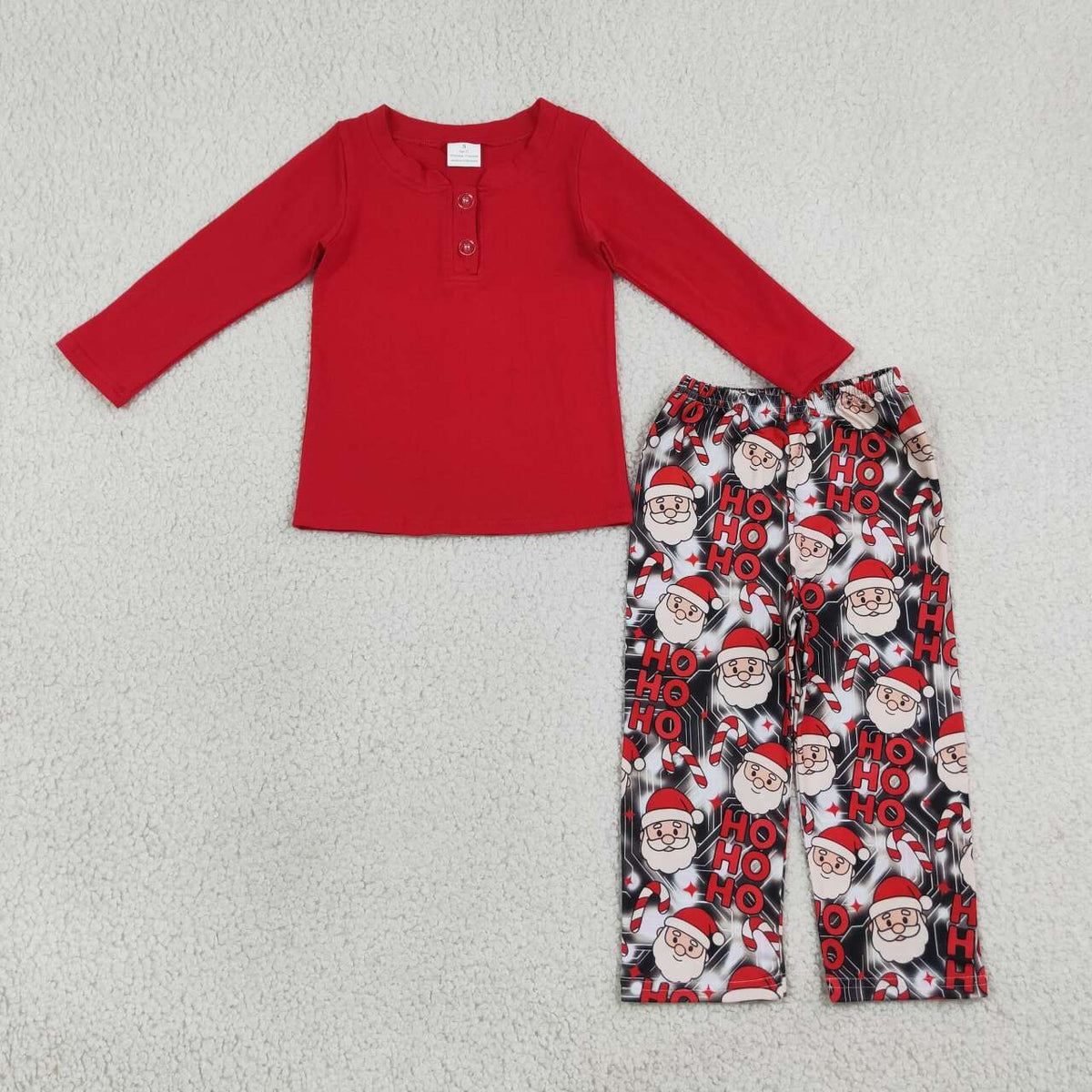 Red long sleeve top matching christmas hoho pants girls wholesale factory price outfit