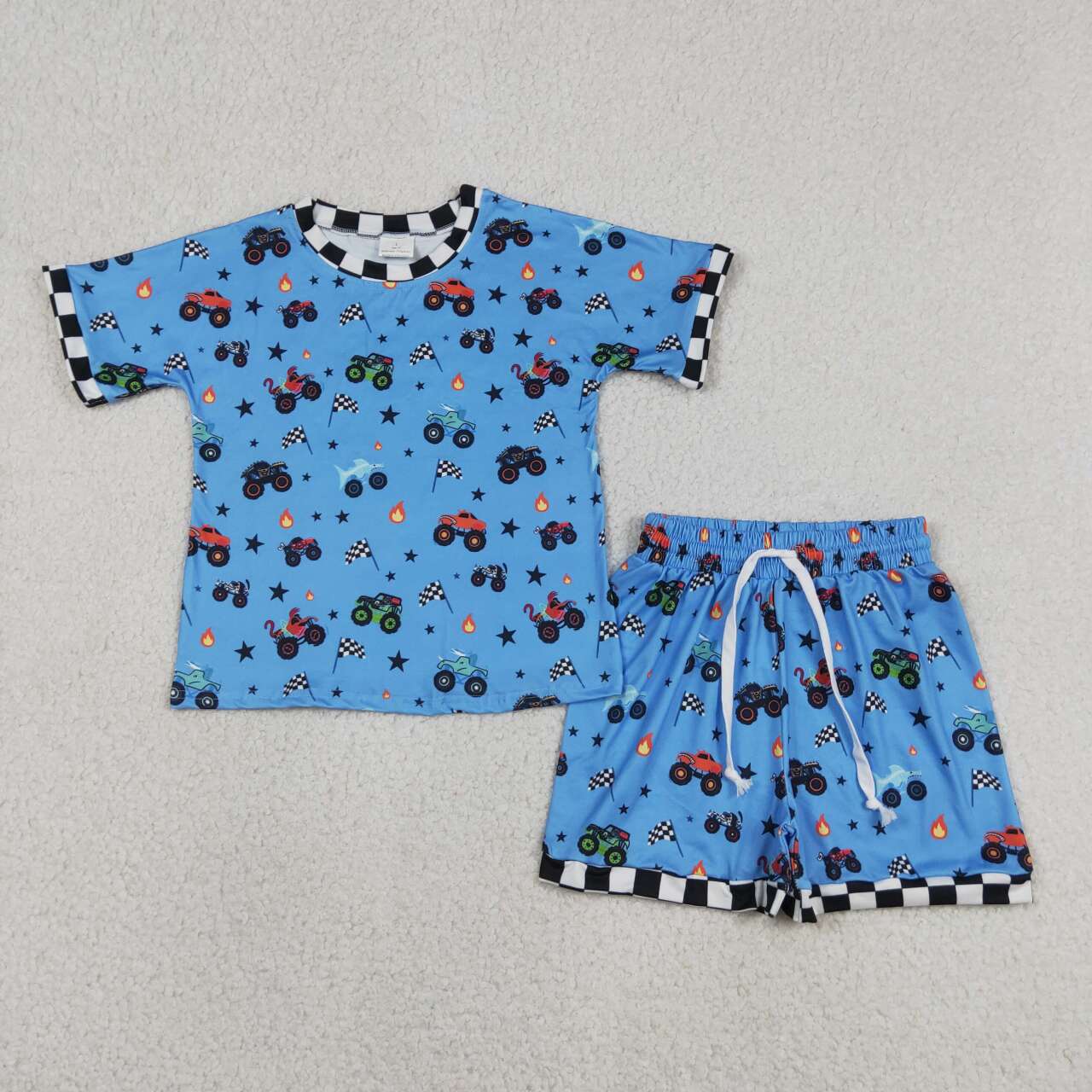 Car design shirt matching shorts boys summer outfit