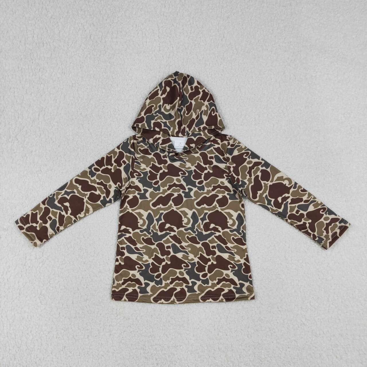 Brown camouflage boy long sleeve hoodie top