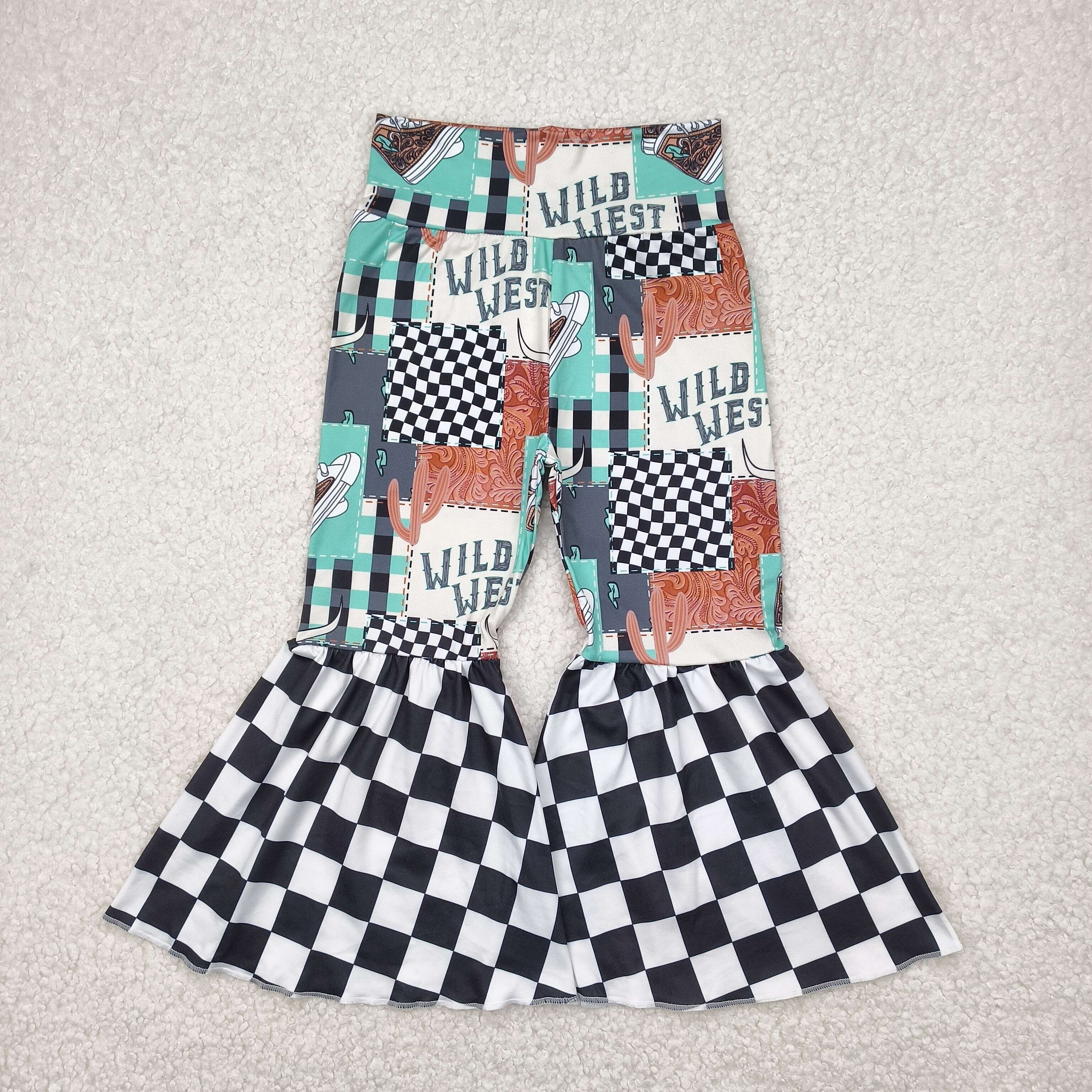 Wild West Studded Cowhide Bell Bottoms