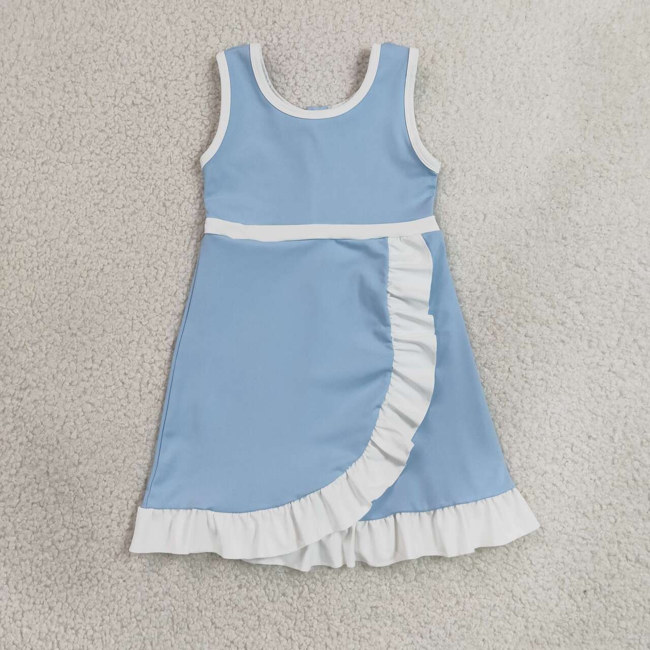 Blue white color girls summer yoga dress
