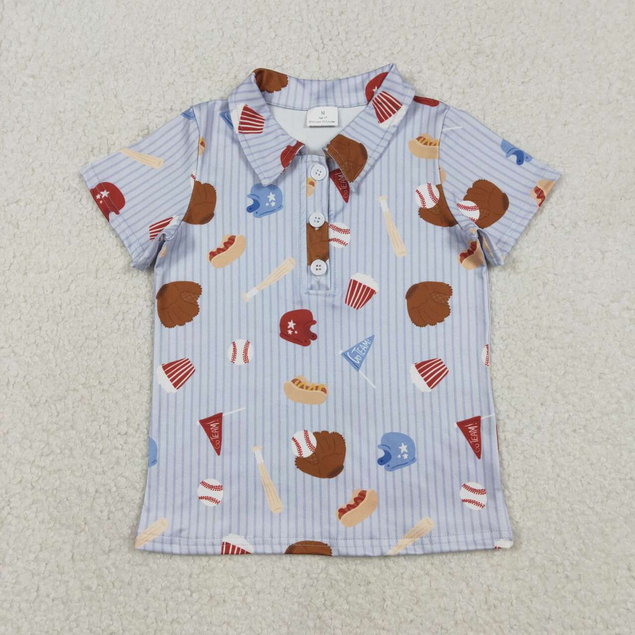 Baseball design boy short sleeve polo shirt