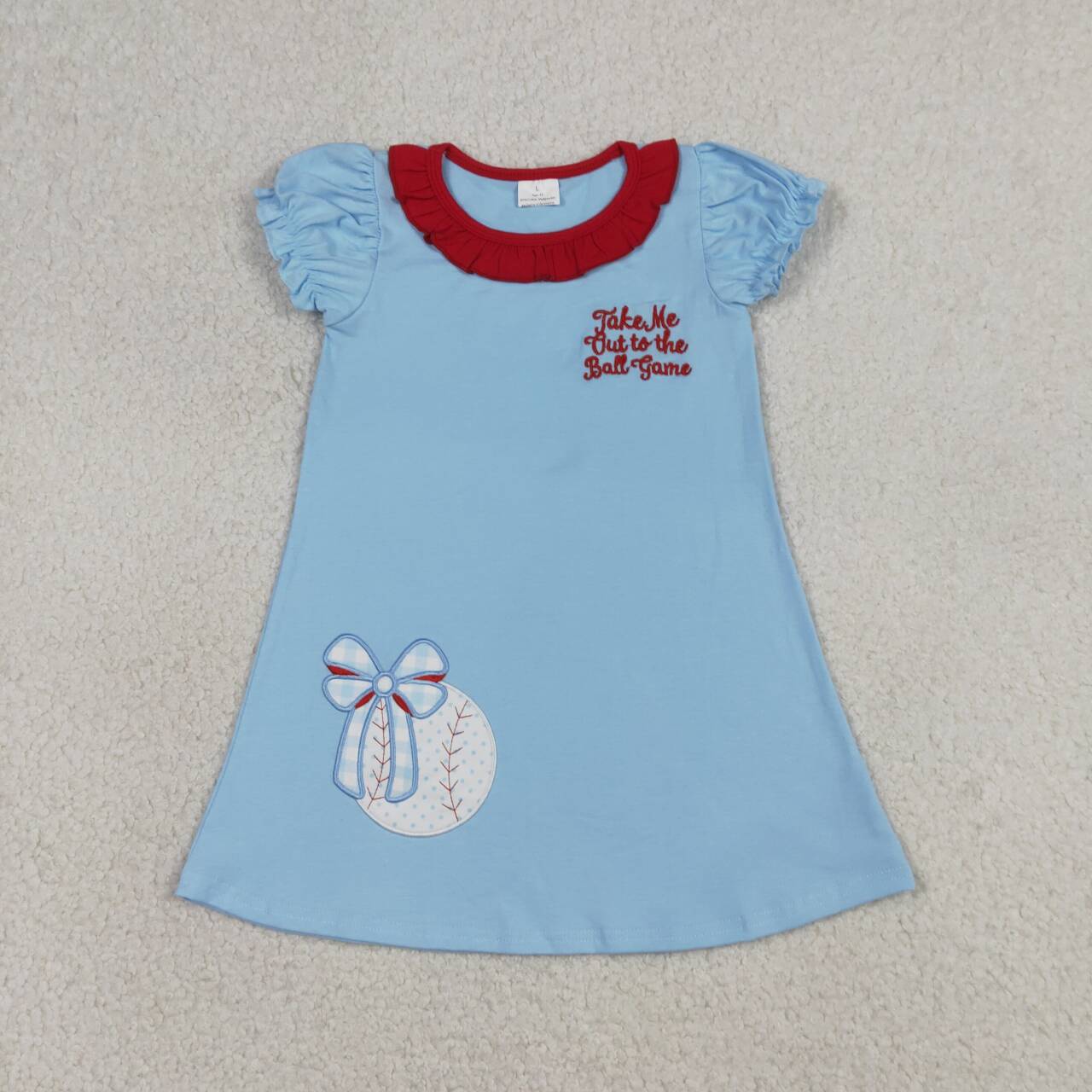 Embroidery Baseball print girls summer dress