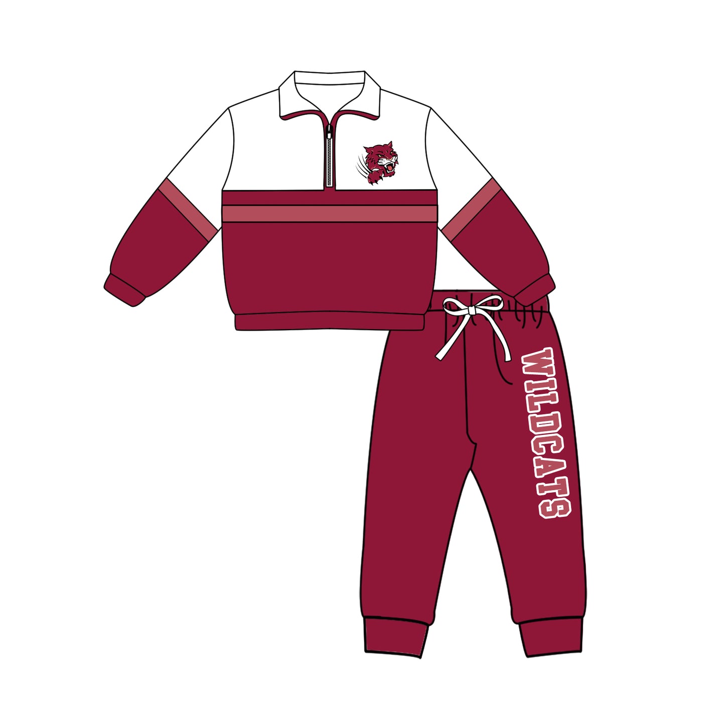 Kids long sleeve team pullover top matching pants outfit wholesal factory price