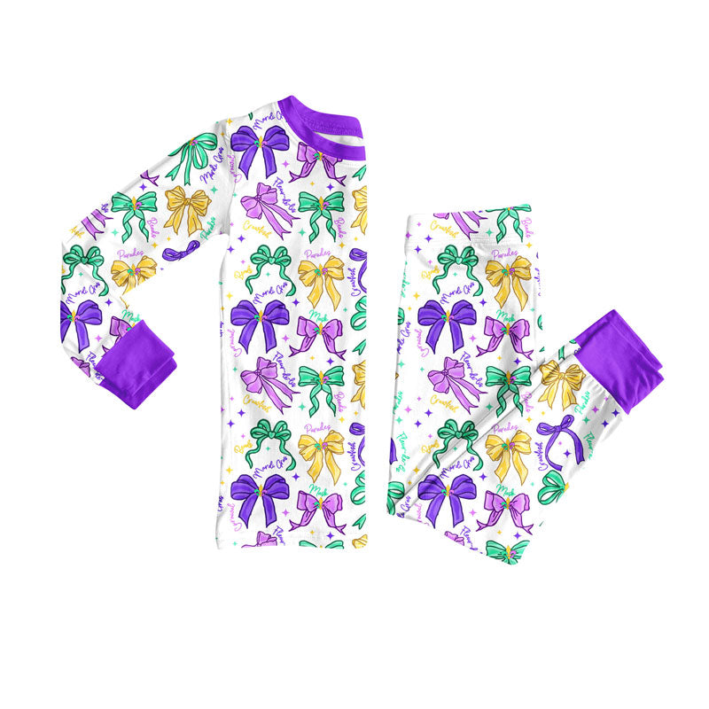 Mardi Gras kids long sleeve pajama set wholesal factory price