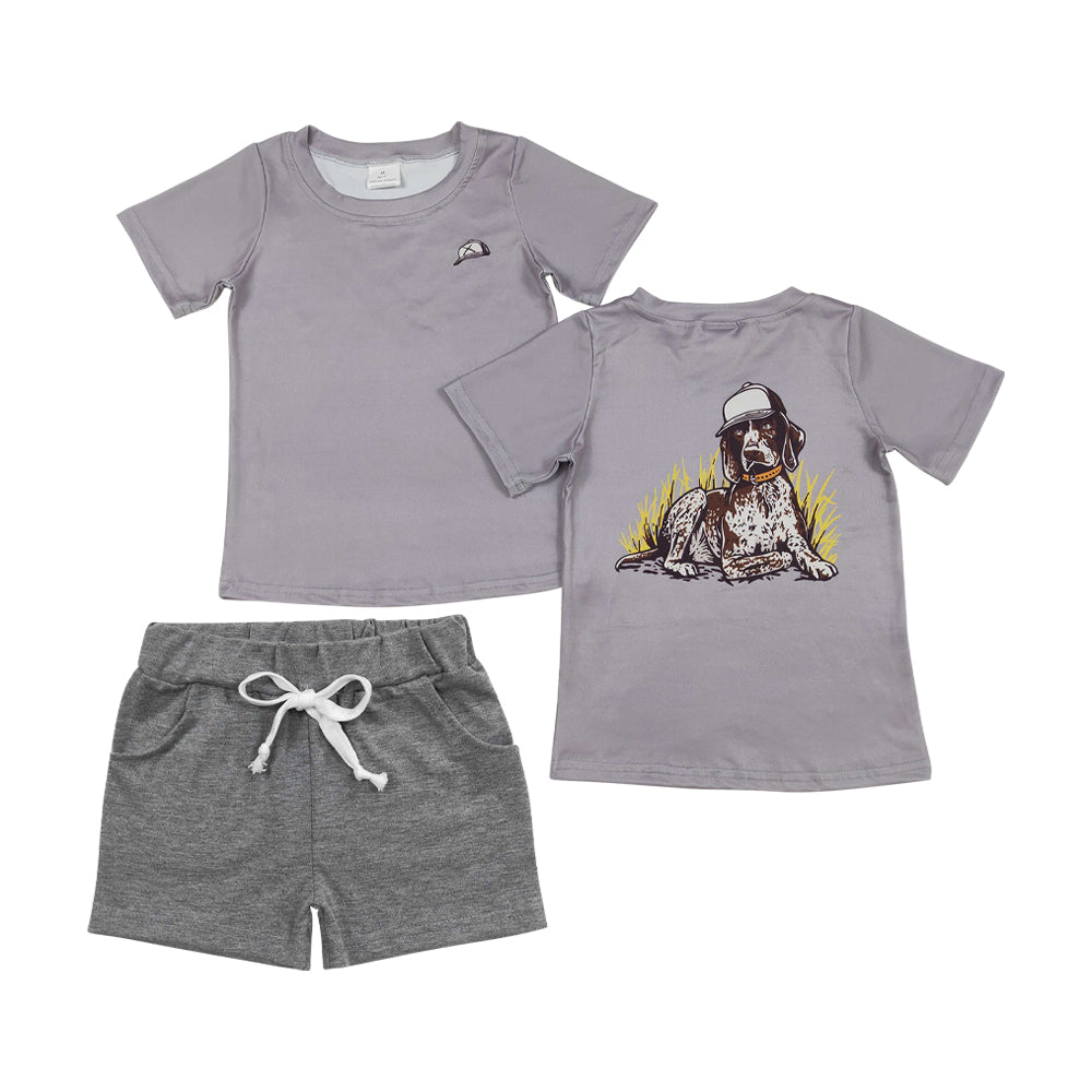 Baby boy dog hunting shirt matching shorts summer outfit
