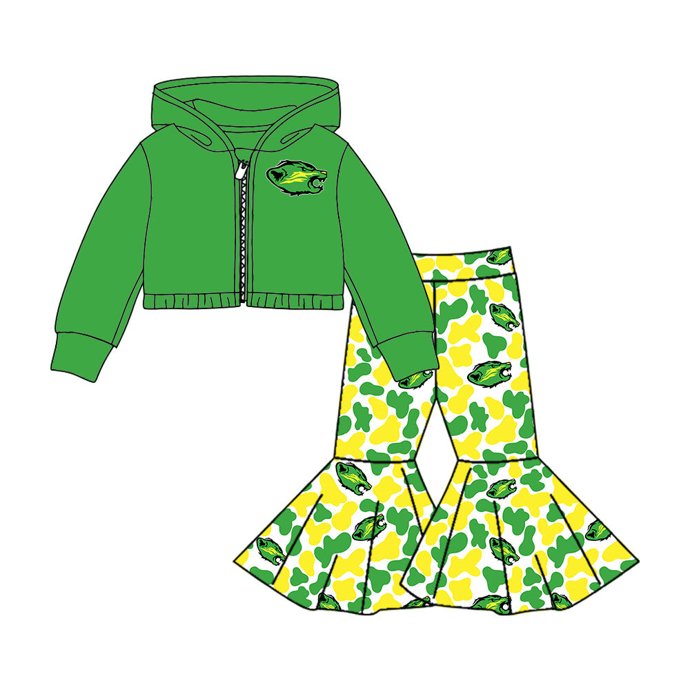 Girls long sleeve zip top matching pants custom team outfit