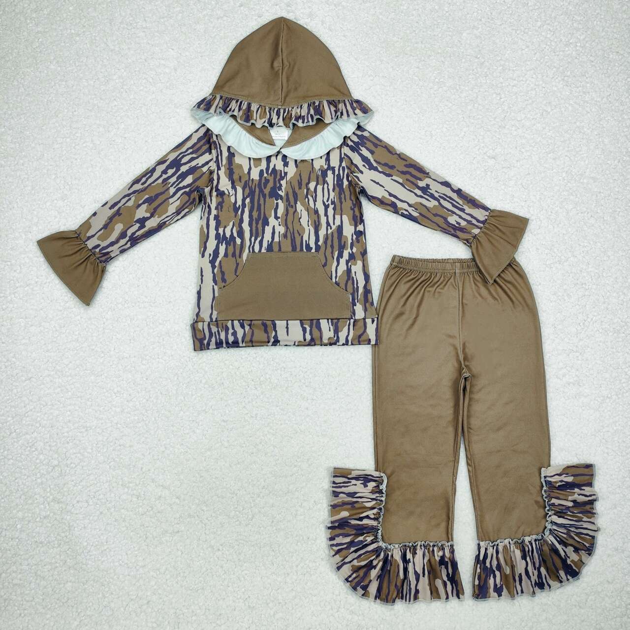 Wholesale baby girl camo design hoodie set