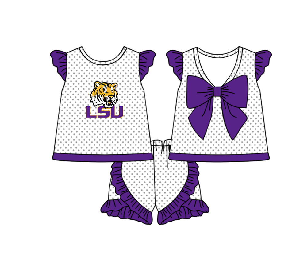 Custom team top matching shorts girl summer outfit