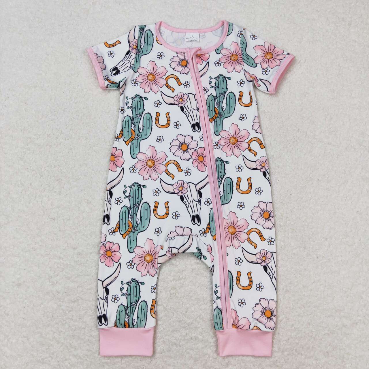 cowgirls western cactus zip romper