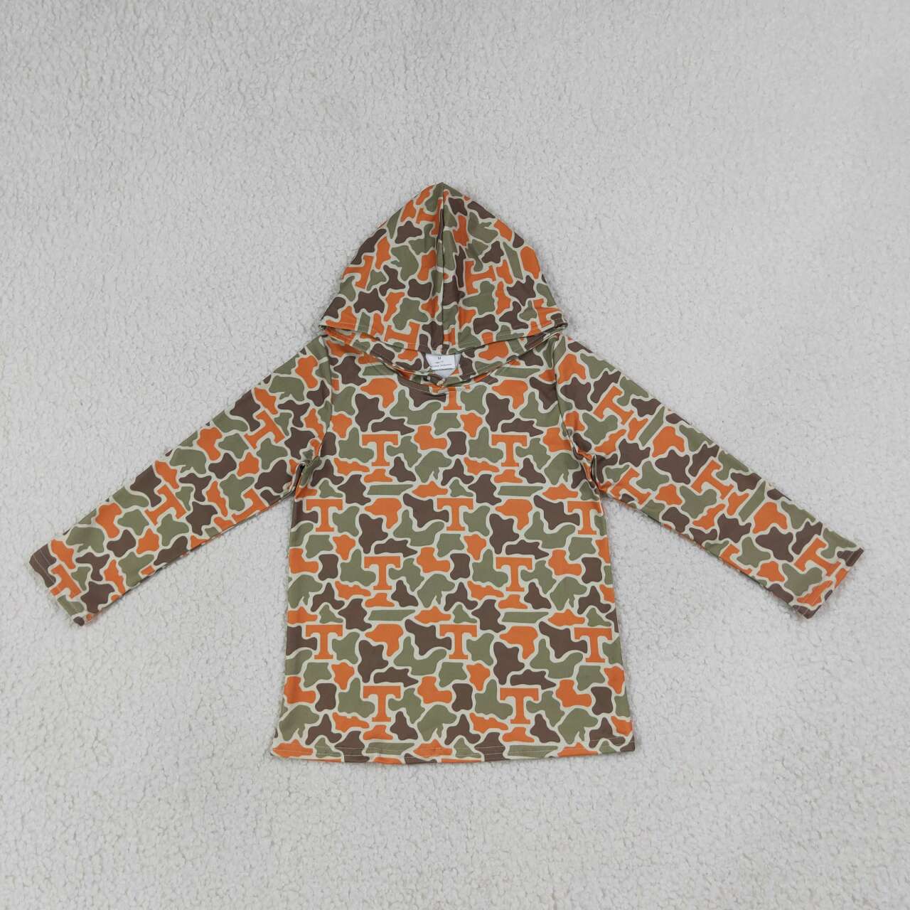 T camo print kids boy long sleeve hoodie top