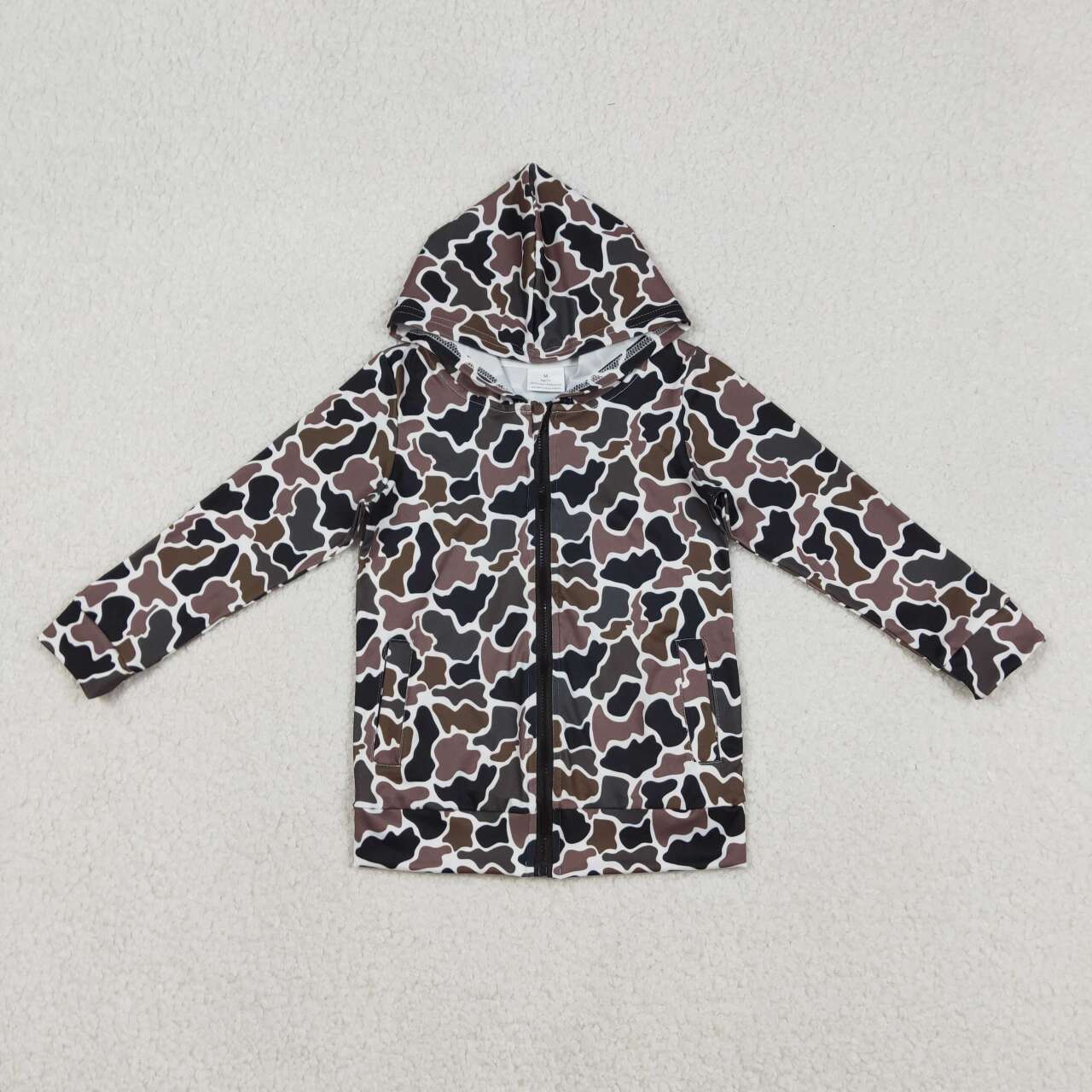 Brown camo kids boys long sleeve hoodie top