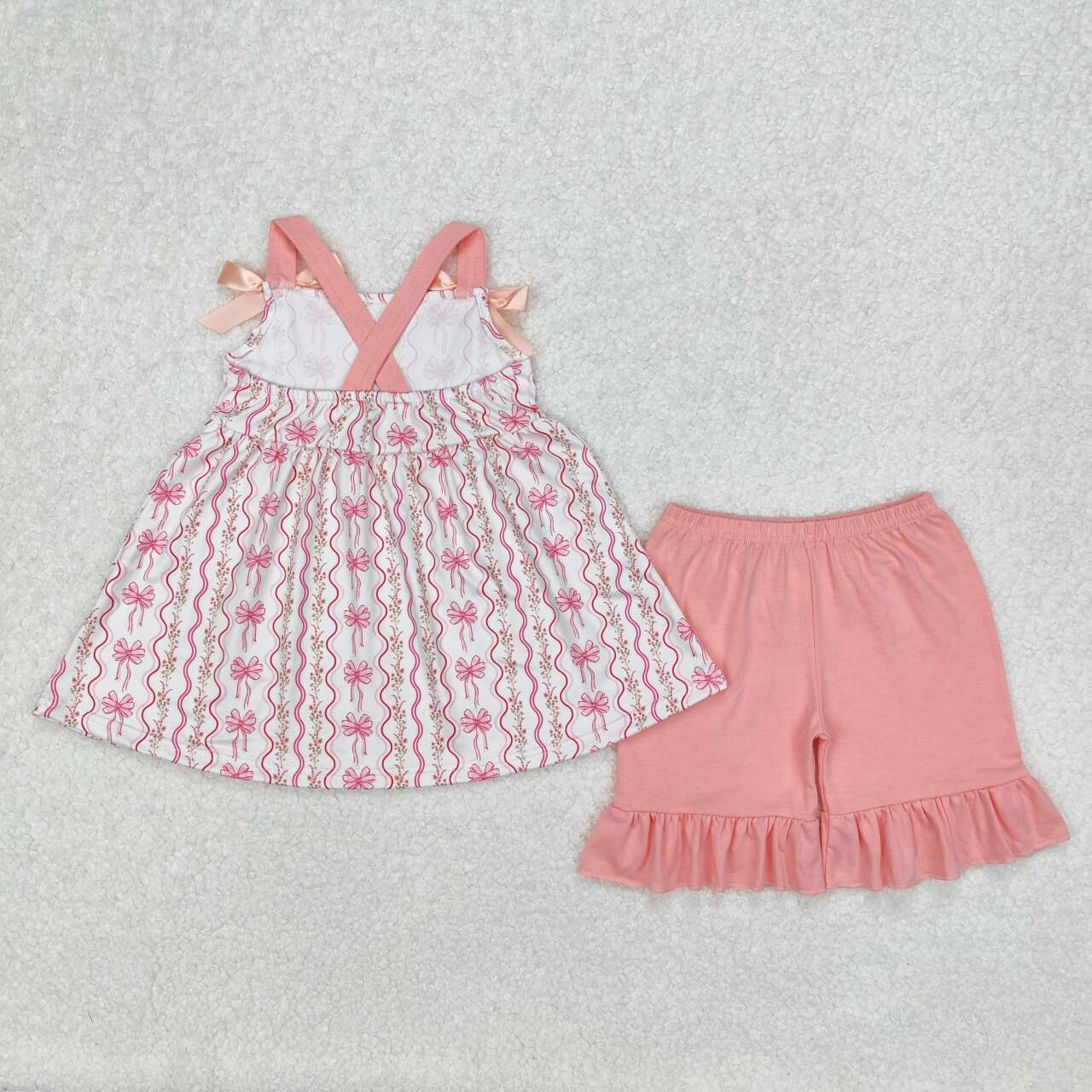 Baby girl pink bow summer outfit