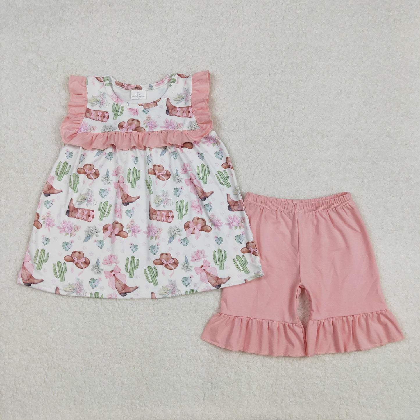 Cowgirl western boots cactus top matching shorts summer outfit